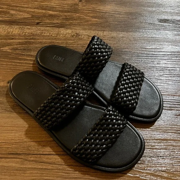 Paige Dakota Basket Weave Slide Sandal (US 7) in Black Leather - Picture 5 of 5